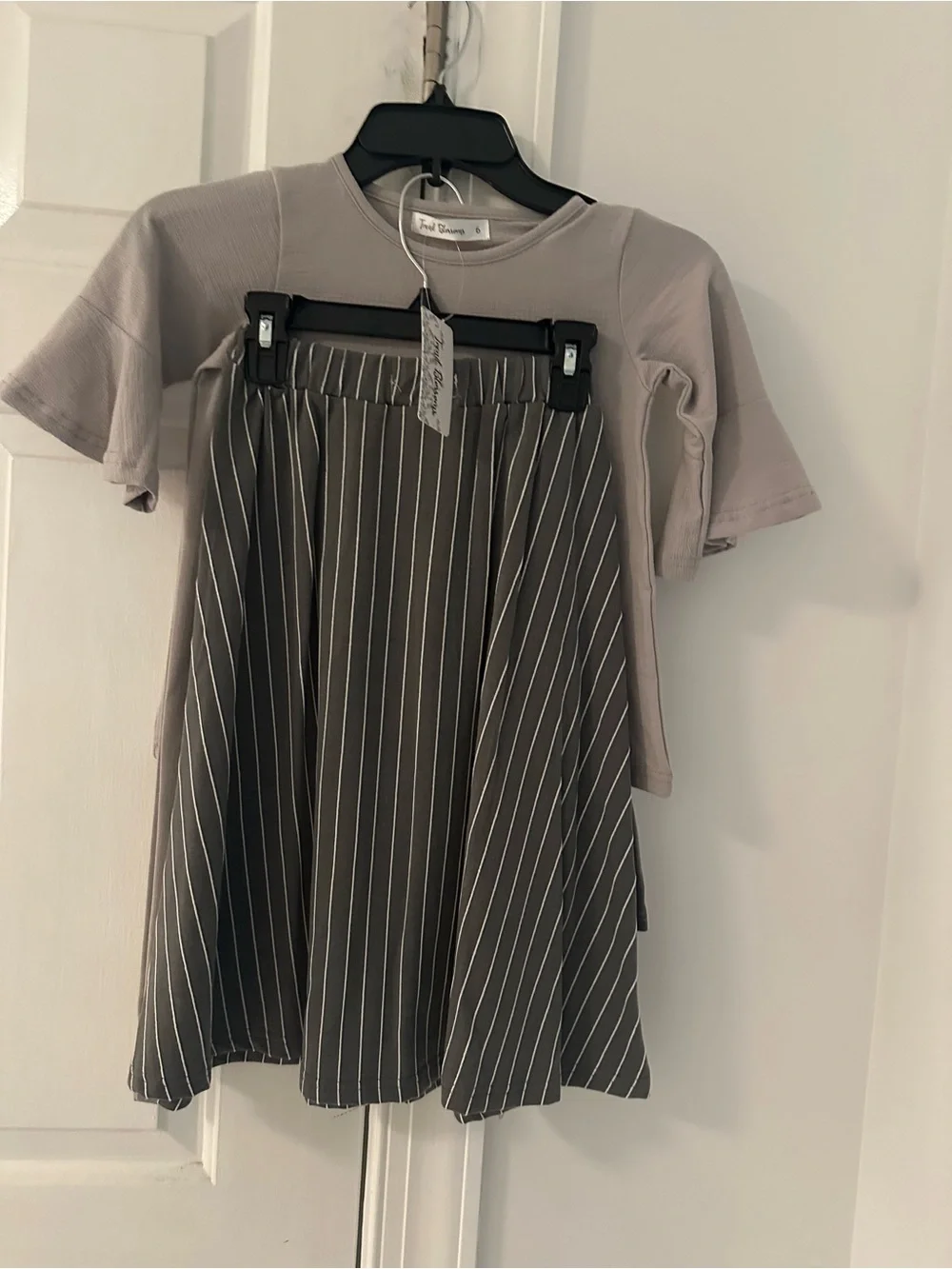 Neutral Gray Girls Two-Piece Casual Set by